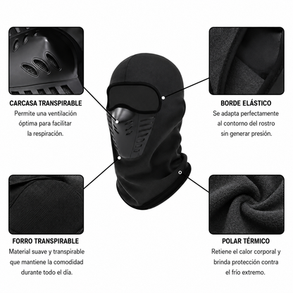 Pasamontañas Térmico Cortaviento Con Máscara – Unisex De Fleece Para Moto Y Climas Fríos