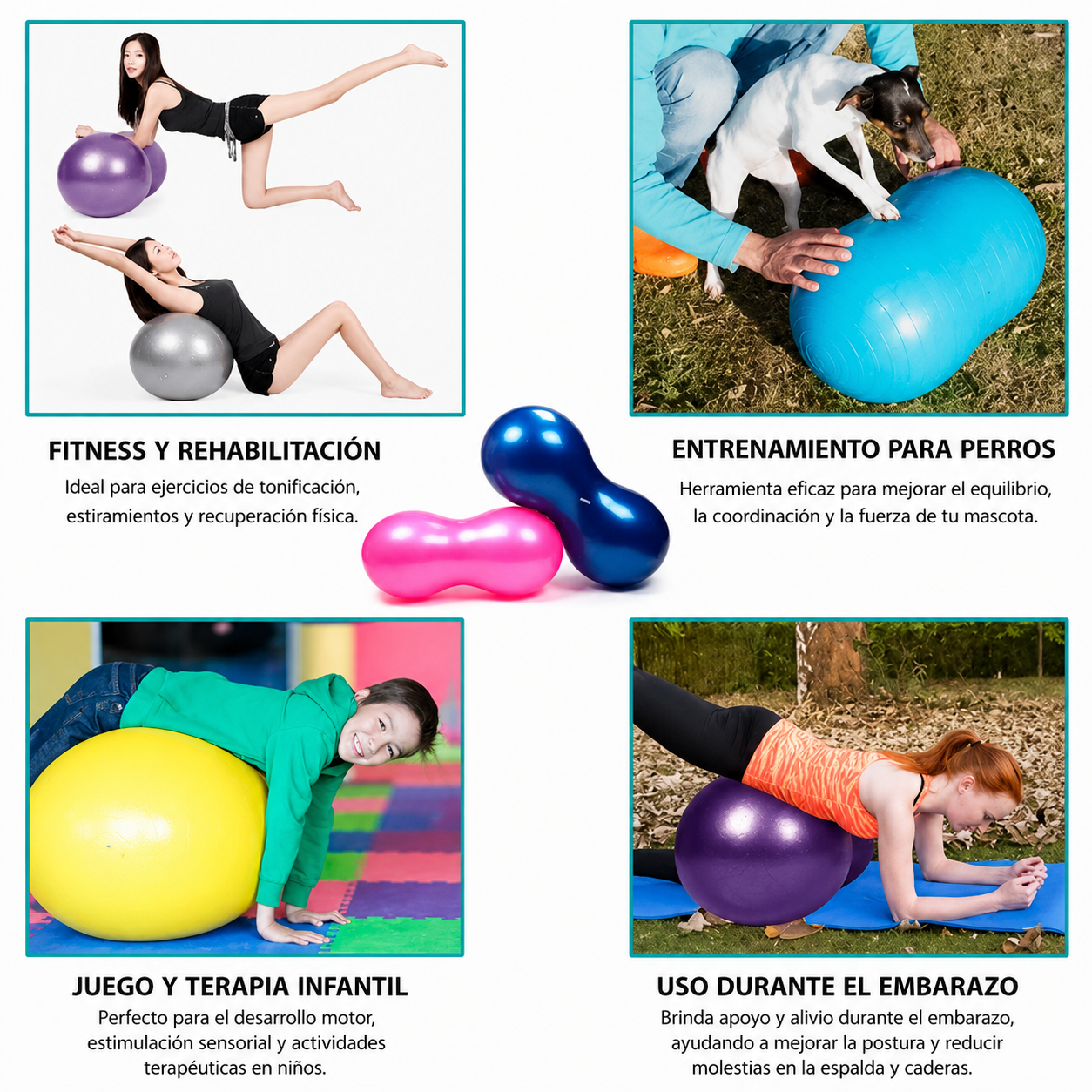 Pelota Inflable Tipo Maní 90x45cm – Balón De Ejercicio Antideslizante De PVC Para Fitness Y Rehabilitación