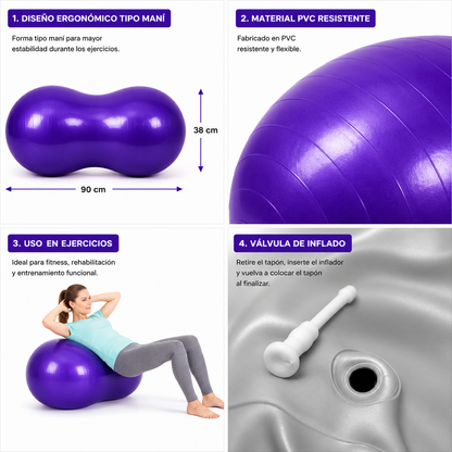 Pelota Inflable Tipo Maní 90x45cm – Balón De Ejercicio Antideslizante De PVC Para Fitness Y Rehabilitación