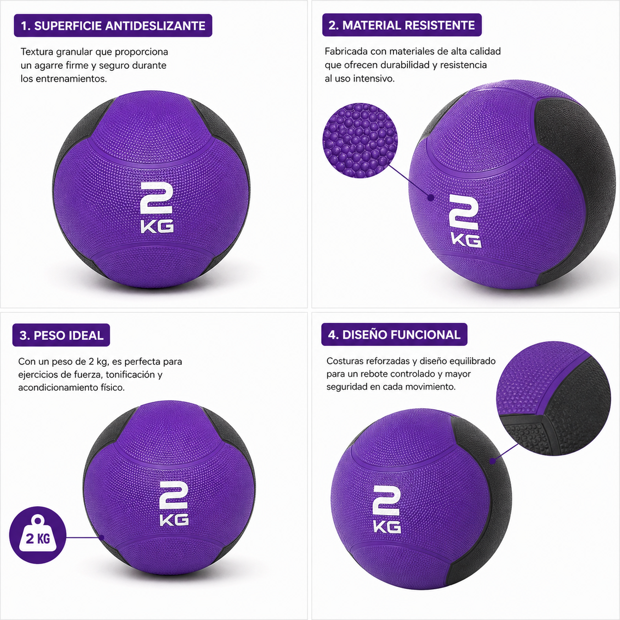 Pelota Medicinal LiveUp 2kg – Balón De Goma Antideslizante Para Entrenamiento Funcional Y Fuerza