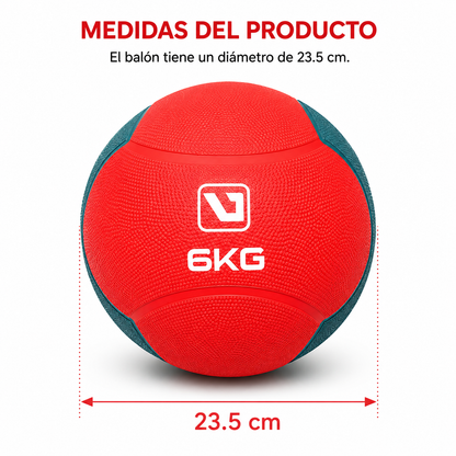 Pelota Medicinal LiveUp 6kg – Balón De Goma Antideslizante Para Entrenamiento De Fuerza Y Potencia