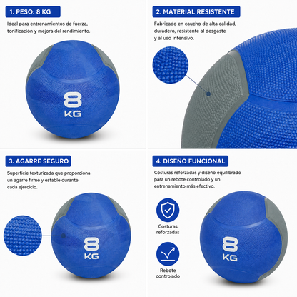 Pelota Medicinal LiveUp 8kg – Balón Funcional Para Gimnasio Y Entrenamiento