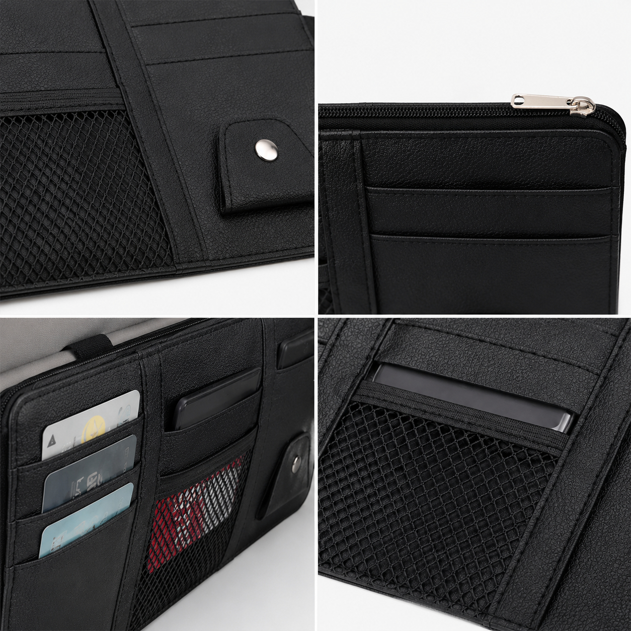 Organizador De Visera Para Auto En Piel Sintética – Soporte Para Documentos Gafas Y Tarjetas
