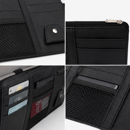 Organizador De Visera Para Auto En Piel Sintética – Soporte Para Documentos Gafas Y Tarjetas