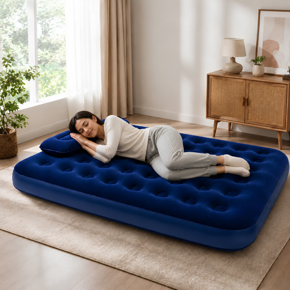Colchón Inflable Bestway 12200 2 Plazas con Inflador y 2 Almohadas – Cama Extra Lista en Minutos