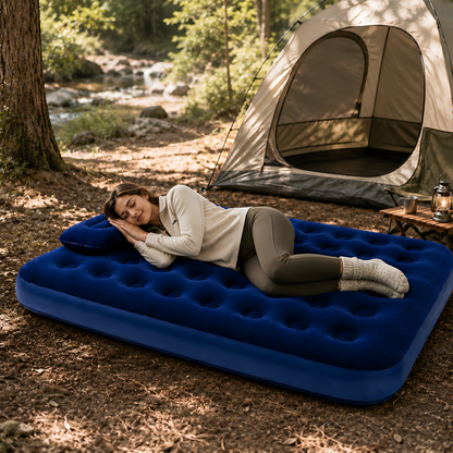 Colchón Inflable Bestway 12200 2 Plazas con Inflador y 2 Almohadas – Cama Extra Lista en Minutos