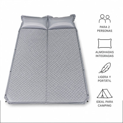 Colchoneta de Camping 2 Personas Con Almohadas Integradas 190x130cm