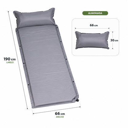 Colchoneta De Camping Individual Con Almohada 190x66cm