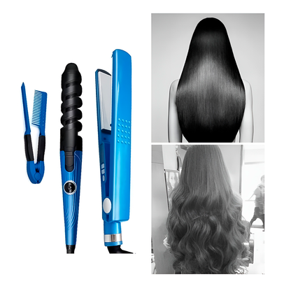 Combo Nano Titanium 3 En 1 – Plancha, Rizador Profesional Y Peine Separador Para Cabello