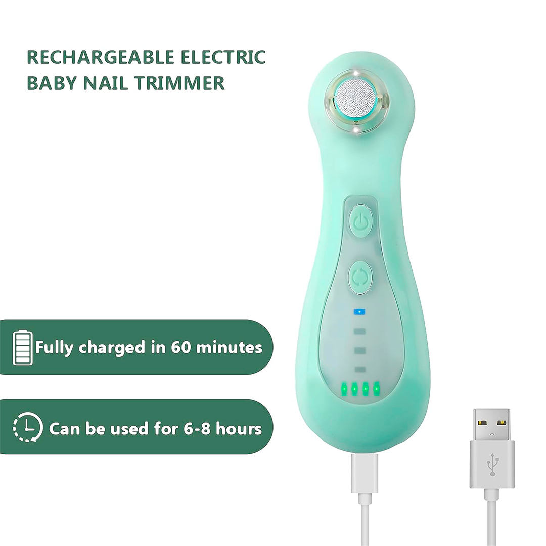 Cortaúñas Eléctrico Para Bebé – Lima Suave Recargable Con 6 Almohadillas Intercambiables Y Estuche Para Manicure Infantil