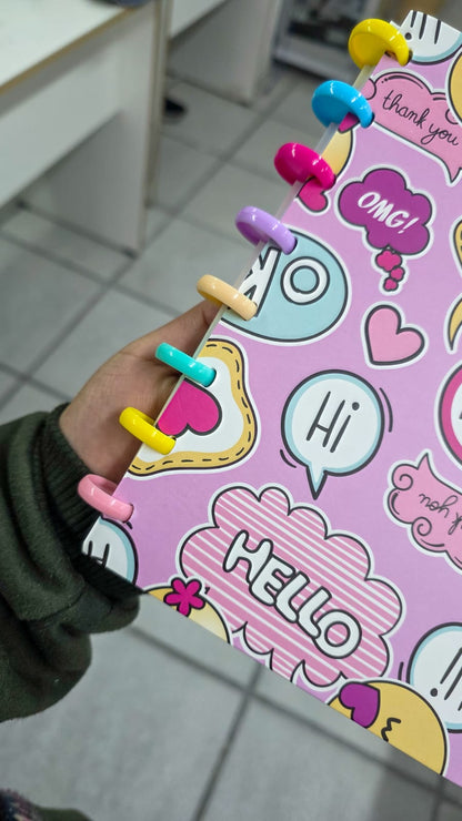 Cuaderno Anillado 100 Hojas Rayadas – Diseño Juvenil Con Sistema De Hojas Removibles Y Anillos De Colores