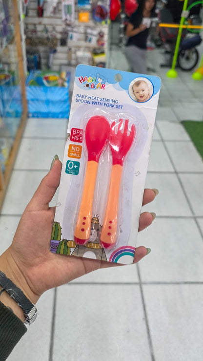 Cuchara Tenedor Sensor Temperatura Para Bebé – Cubiertos Seguros Que Alertan Si El Alimento Está Muy Caliente