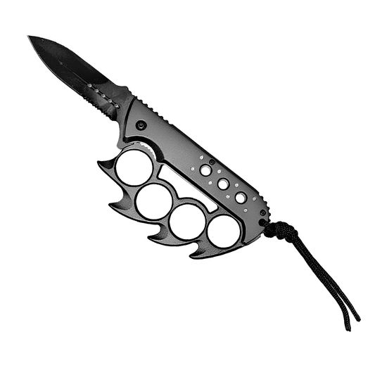 Navaja Cuchillo Manopla Táctica Retráctil Militar – 2 En 1 Con Filo Dentado Y Diseño Ergonómico Para Uso Outdoor