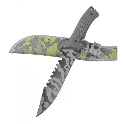 Cuchillo Navaja Táctico Militar Camuflado Pixelado – Hoja Multifuncional Con Funda De Nylon Para Exteriores
