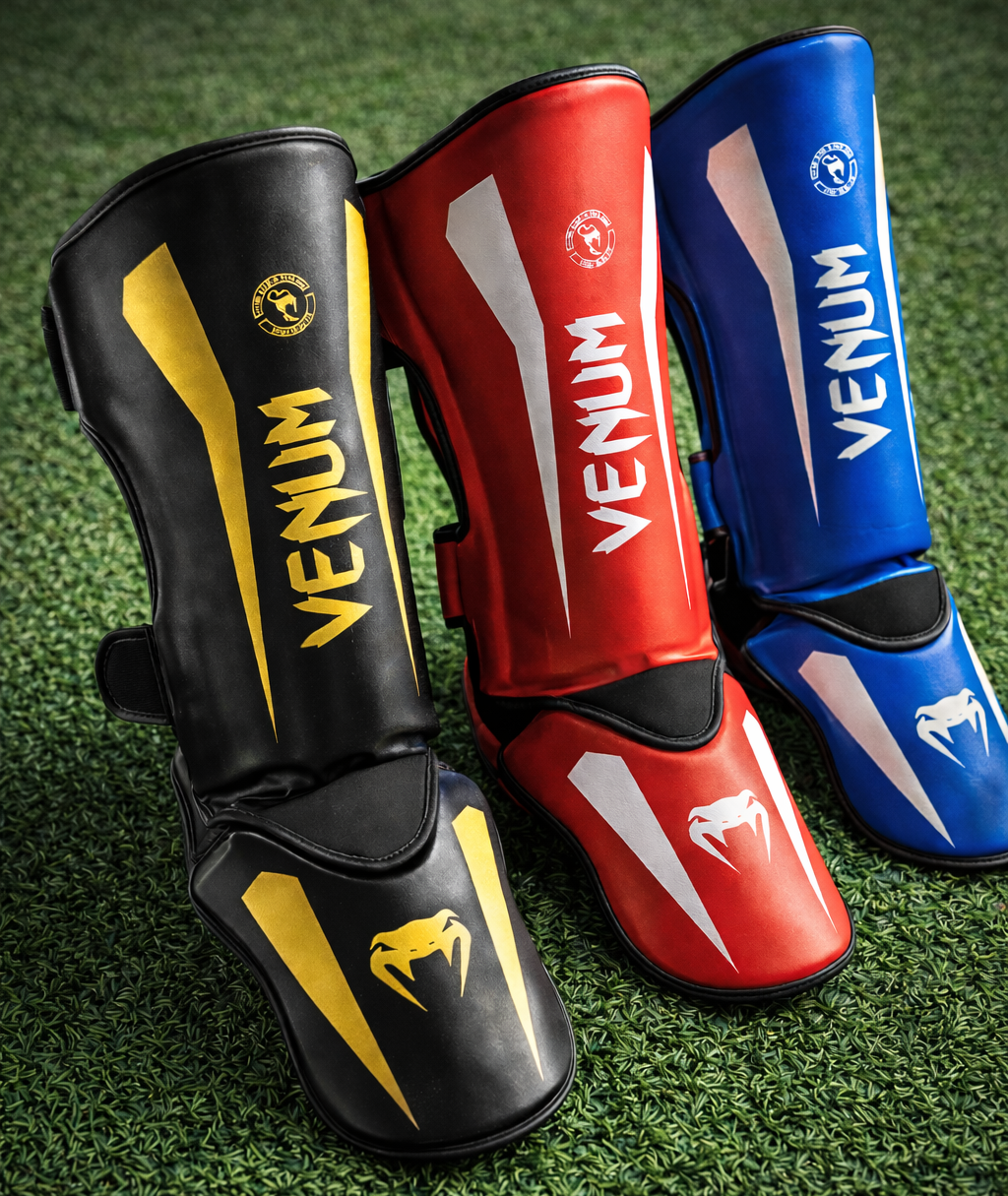 Espinilleras Tibiales Venum Para Boxeo Muay Thai MMA Con Protección De Empeine Y Ajuste De Velcro