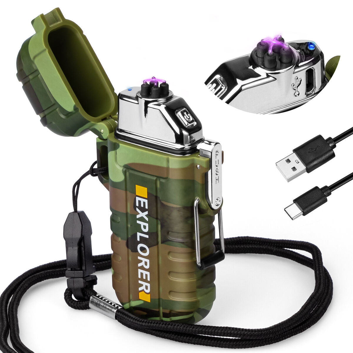 Encendedor Táctico Recargable De Gas Con Tanque Extraíble – Para Camping Y Aire Libre, Ultraligero