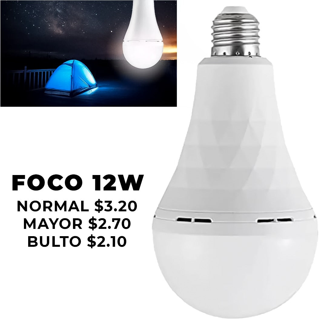 Foco Bombillo Recargable Led Alta Potencia 7/9/12/15W