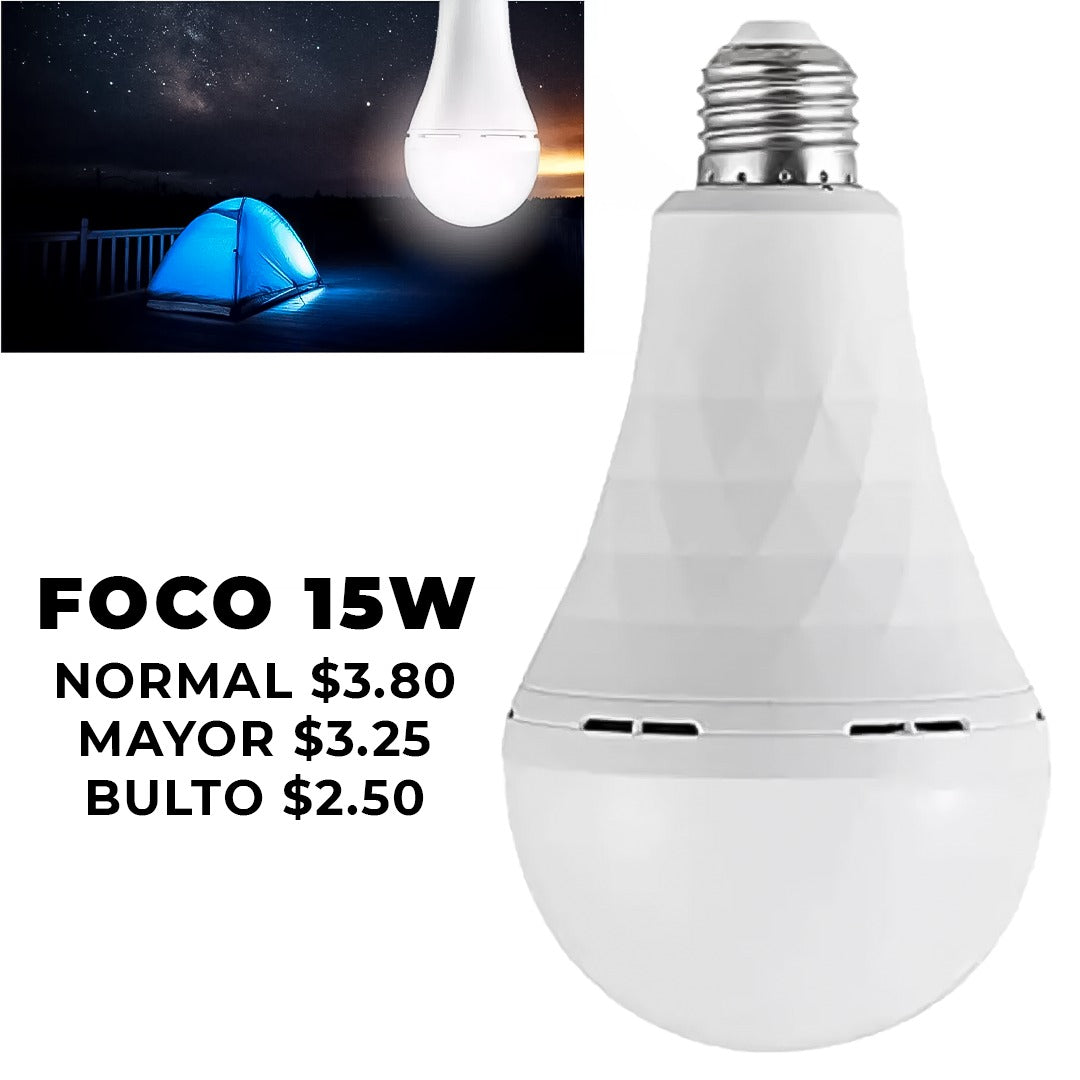 Foco Bombillo Recargable Led Alta Potencia 7/9/12/15W