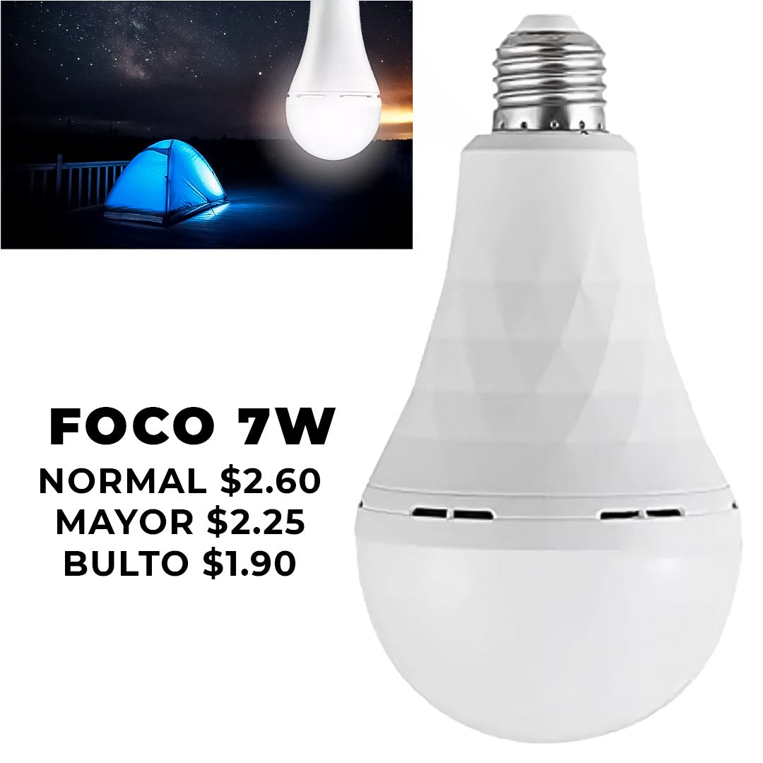 Foco Bombillo Recargable Led Alta Potencia 7/9/12/15W