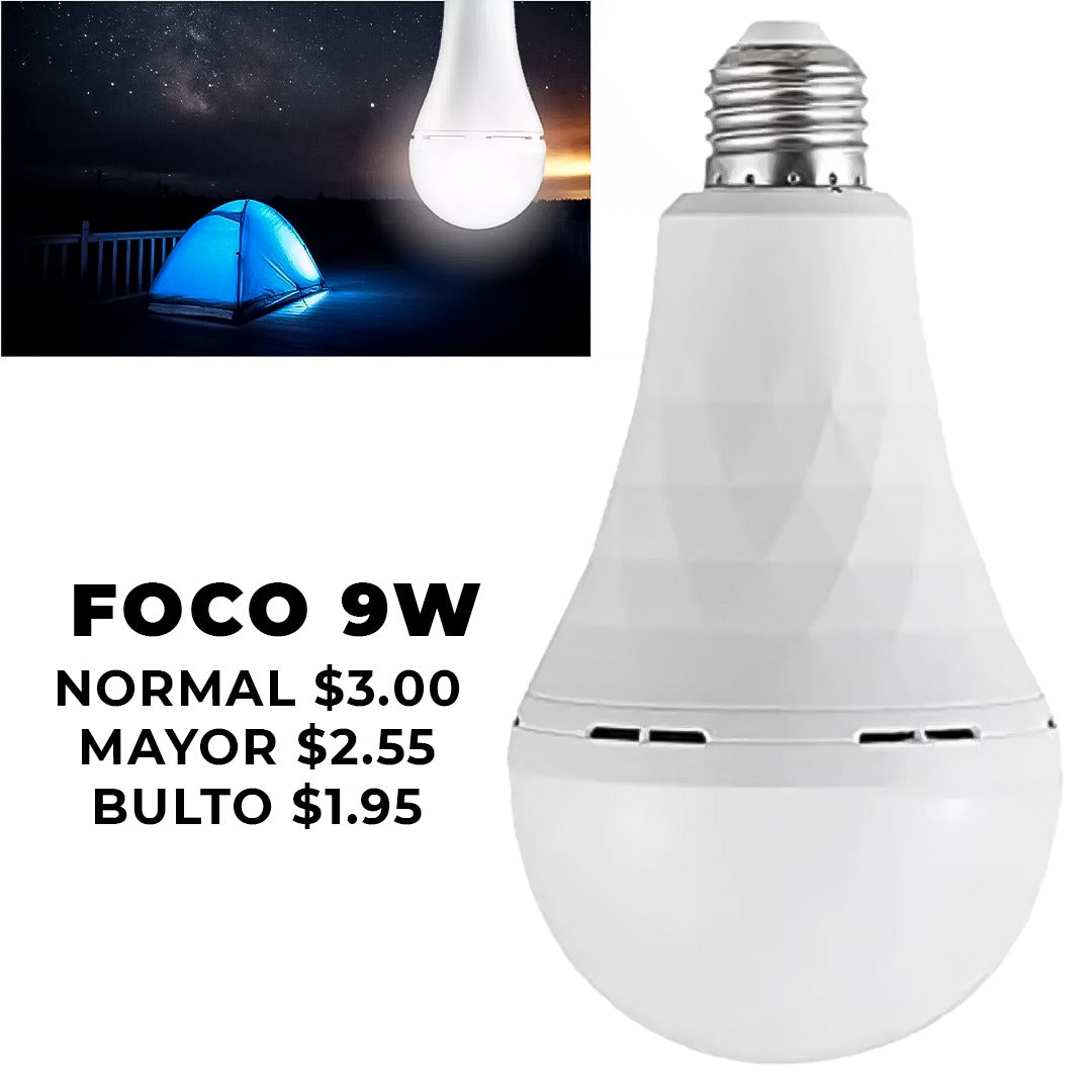 Foco Bombillo Recargable Led Alta Potencia 7/9/12/15W