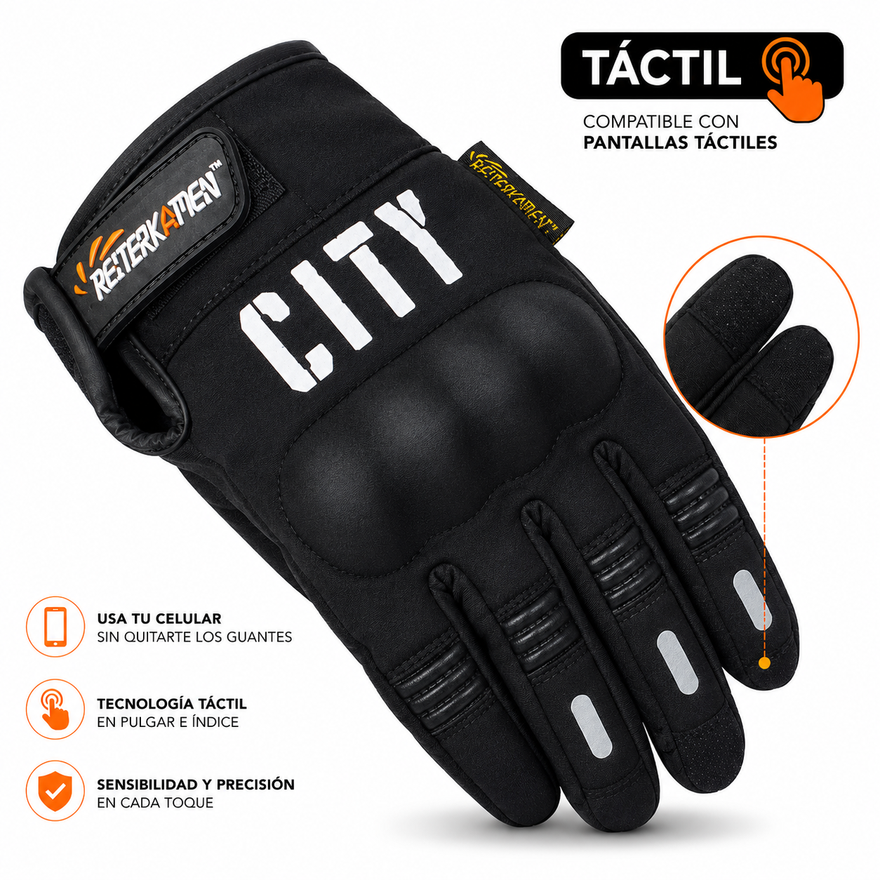 Guantes City para Moto con Protección, Pantalla Táctil y Diseño Deportivo Urbano
