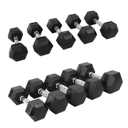 Mancuernas Hexagonales De Caucho Para Gimnasio – Entrenamiento De Fuerza Y Funcional Con Agarre Ergonómico Antideslizante