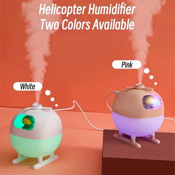 Humidificador Ambientador Aromaterapia Kawaii Con Luz Led Helicoptero H20