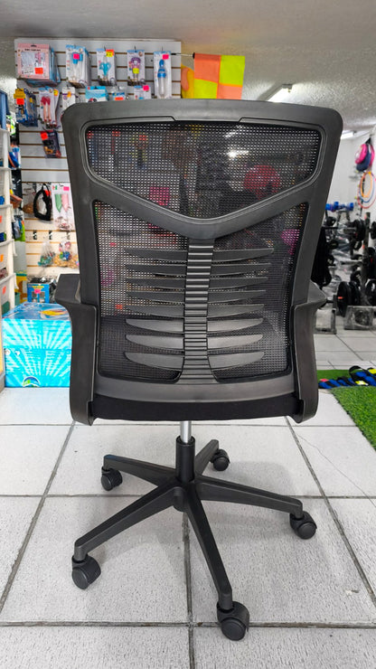Silla De Oficina Giratoria Ergonómica – Respaldo En Malla, Brazos Fijos Y Altura Ajustable Para Home Office