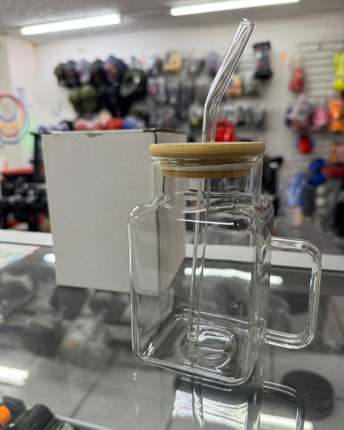 Vaso De Vidrio Con Tapa De Bambú Y Sorbete – Diseño Cuadrado Reutilizable Para Bebidas Frías