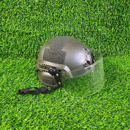 Casco Táctico Con Visor Para Airsoft Y Paintball – Modelo Militar Con Rieles Laterales Y Protección Facial Ajustable