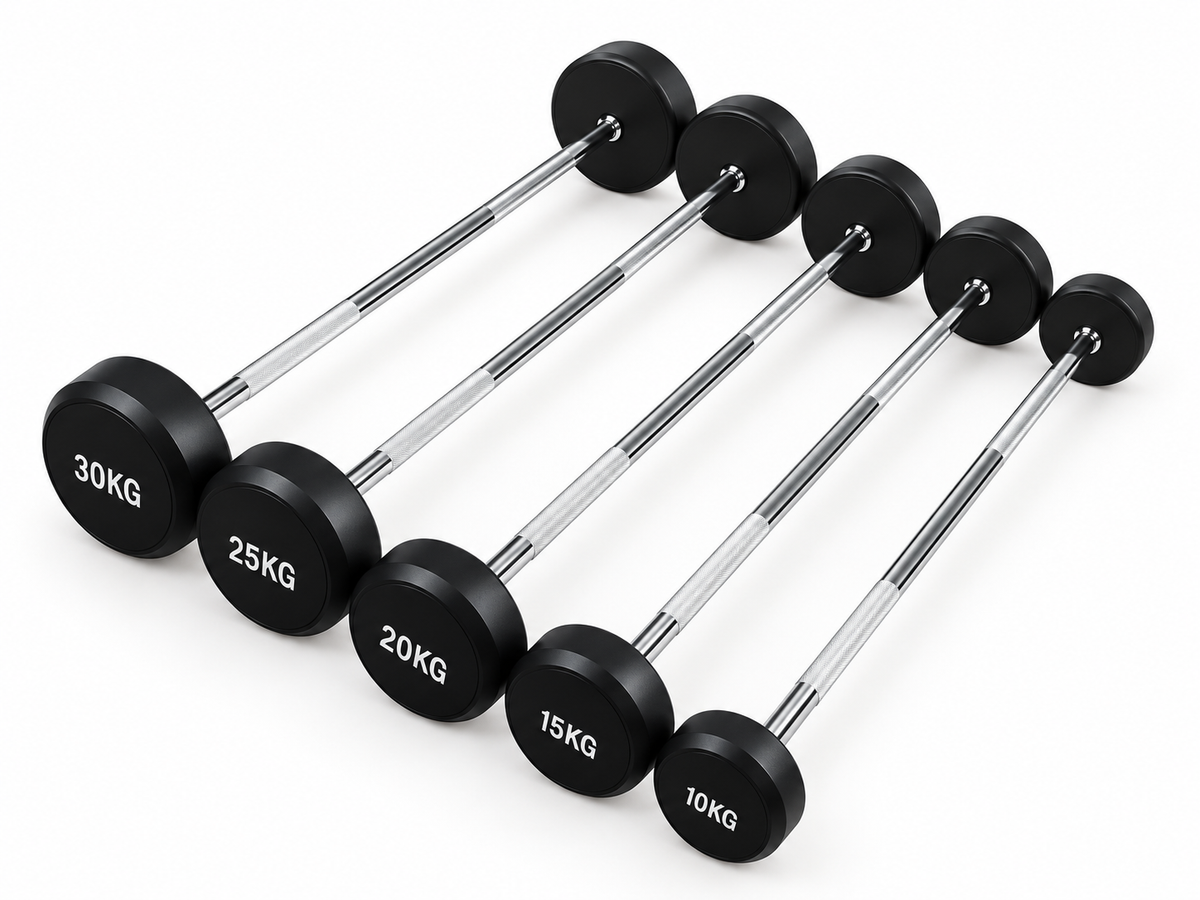Barra Recta Encauchada De Peso Fijo – Mancuerna Tipo Barra Para Gimnasio, Entrenamiento De Fuerza y Cross Training