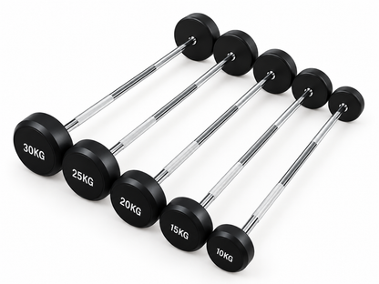 Barra Recta Encauchada De Peso Fijo – Mancuerna Tipo Barra Para Gimnasio, Entrenamiento De Fuerza y Cross Training