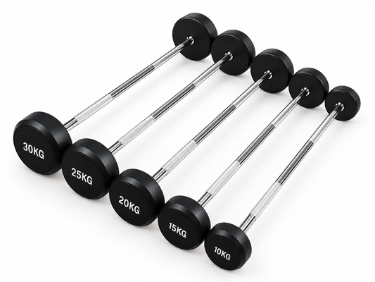 Barra Recta Encauchada De Peso Fijo – Mancuerna Tipo Barra Para Gimnasio, Entrenamiento De Fuerza y Cross Training