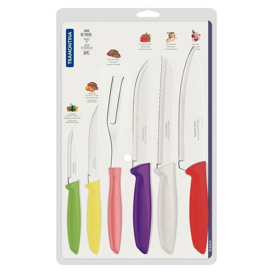 Juego De Cuchillos De Cocina 6 Piezas – Set De Acero Inoxidable Con Mangos De Colores