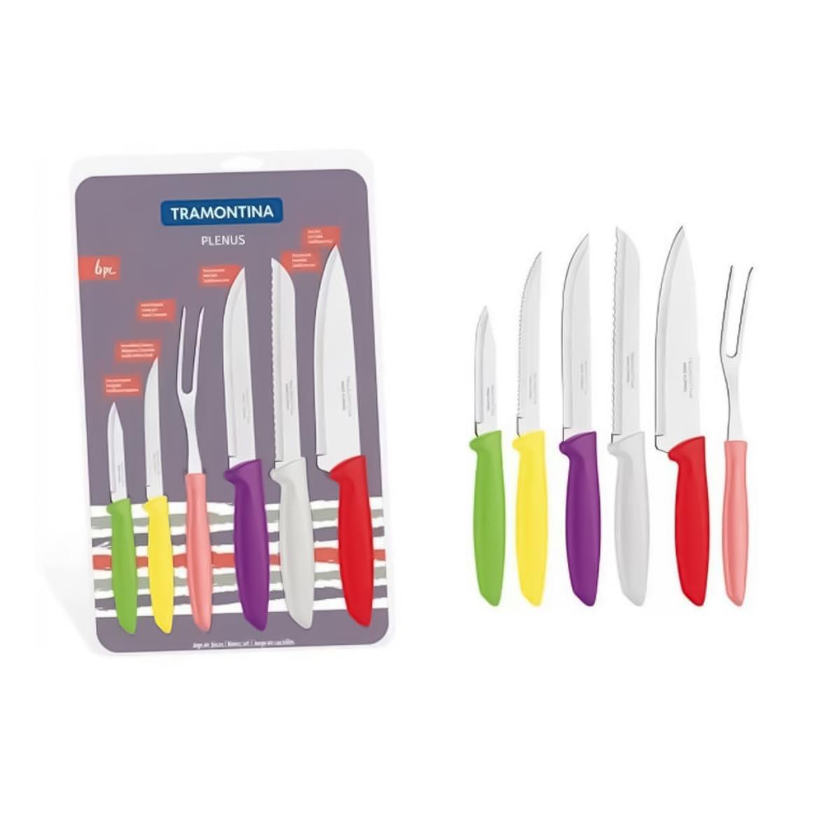 Juego De Cuchillos De Cocina 6 Piezas – Set De Acero Inoxidable Con Mangos De Colores