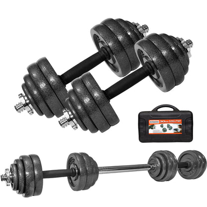 Kit De Mancuernas 30kg Regulables Con Conector Y Maletín – Juego De Pesas De Hierro Para Entrenamiento En Casa O Gimnasio