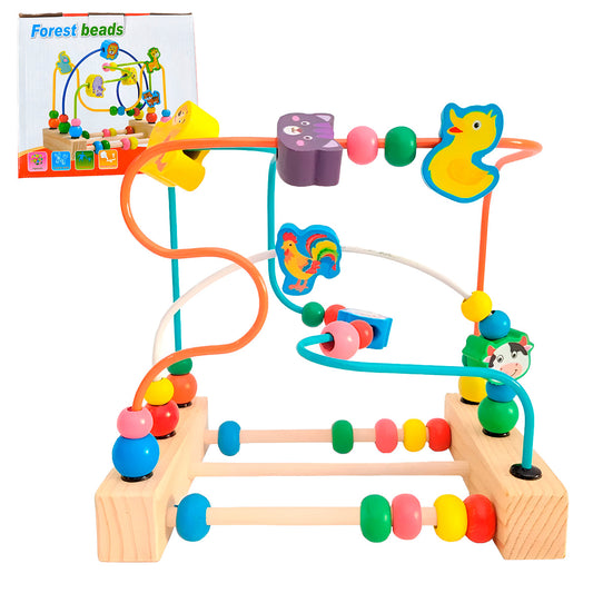 Laberinto Ábaco Didáctico 3D En Madera – Juguete Educativo Para Motricidad, Colores Y Animales