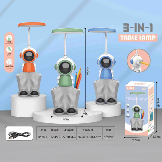 Lámpara Astronauta Pantalón Led 3 En 1 Para Escritorio – Luz Regulable Con Sacapuntas Y Porta Lápices Integrado
