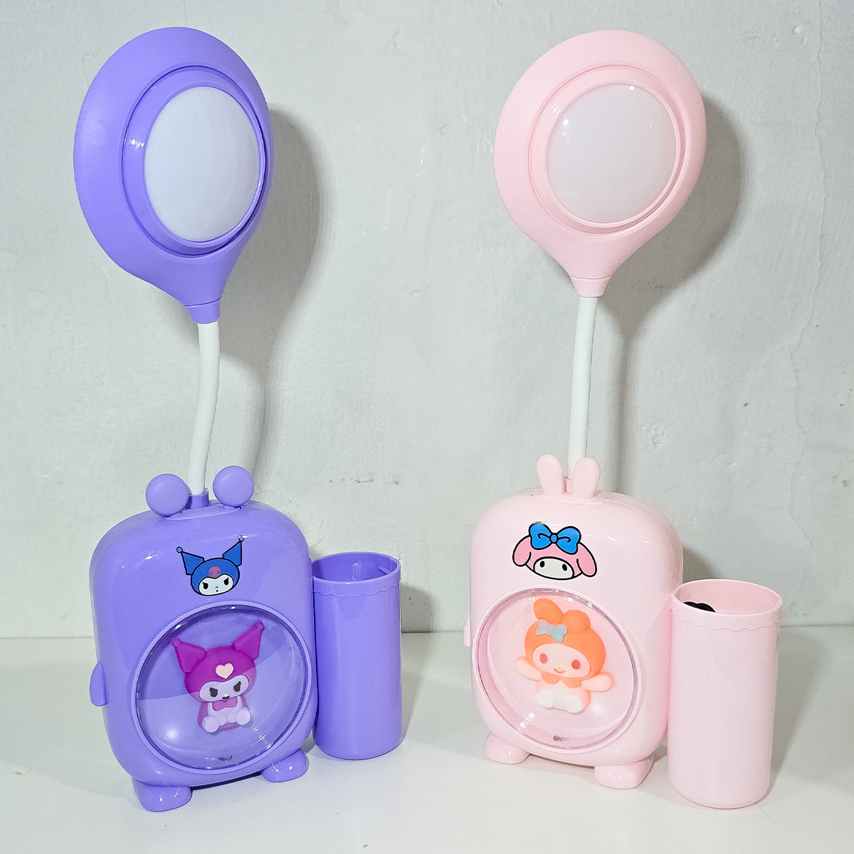 Lámpara Led De Escritorio Infantil Recargable – Modelos Kuromi, My Melody Y Cinnamoroll Con Sacapuntas Y Porta Bolígrafo Integrado