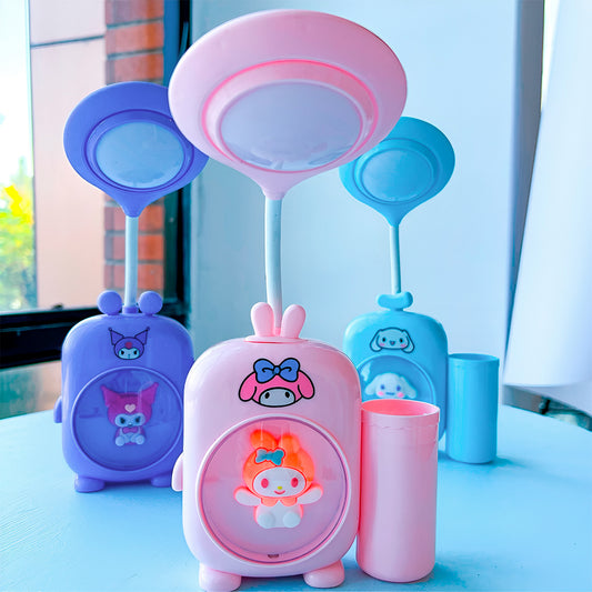 Lámpara Led De Escritorio Infantil Recargable – Modelos Kuromi, My Melody Y Cinnamoroll Con Sacapuntas Y Porta Bolígrafo Integrado
