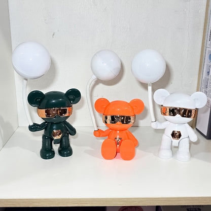 Lámpara De Escritorio Infantil En Forma De Osito Con Globito – Led Recargable Con 2 Modos De Luz Y Brazo Flexible Ajustable