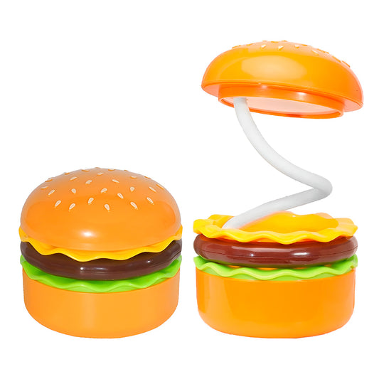 Lámpara Led Recargable De Escritorio Con Diseño De Hamburguesa – Luz Blanca Cálida Con Brazo Flexible Y Botón Táctil