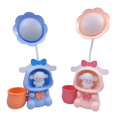 Lámpara Infantil Led Cinnamoroll Con Flor – Luz De Escritorio Recargable Con Portalápices Decorativo Kawaii
