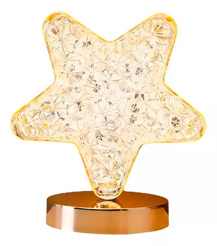 Lámpara Decorativa De Mesa En Forma De Estrella – Cristal Led Recargable Con Regulador De Intensidad Y Luz Cálida O Blanca