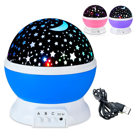 Lámpara Proyector De Estrellas Y Galaxia Infantil – Led Giratoria Con Alimentación Usb O Pilas, Ideal Para Dormitorio De Niños