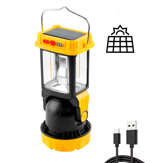 Linterna Candelabro LED Solar Recargable Portátil – Con Panel Solar, Carga USB Y Modos De Luz Para Camping O Emergencias