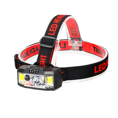 Linterna Frontal LED Recargable Con Luz Central Y COB – 7 Modos Y Carga Tipo C Para Camping Y Trabajo