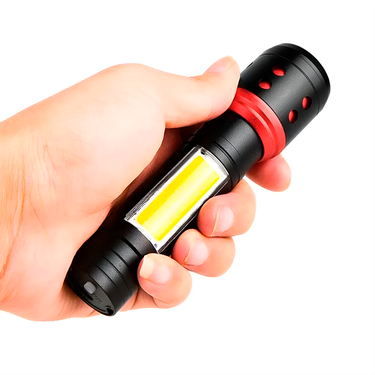 Linterna Led Recargable Multifunción – Luz Frontal Con Zoom Y Luz Lateral De Alta Intensidad