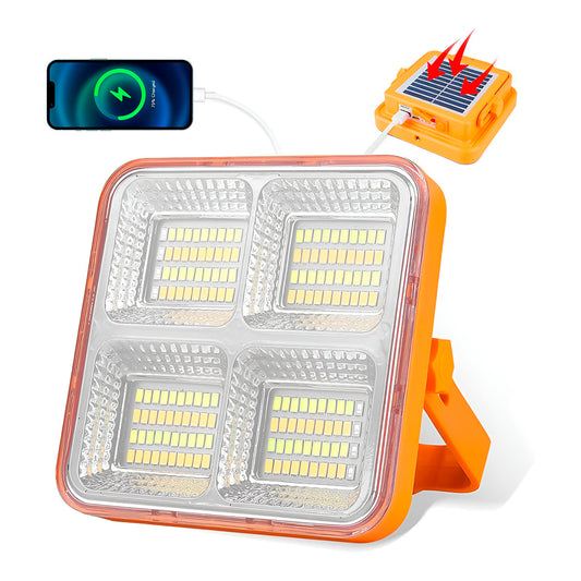 Linterna Solar Led Portátil Recargable – Reflector De Alta Potencia Con Powerbank Y Luces De Emergencia