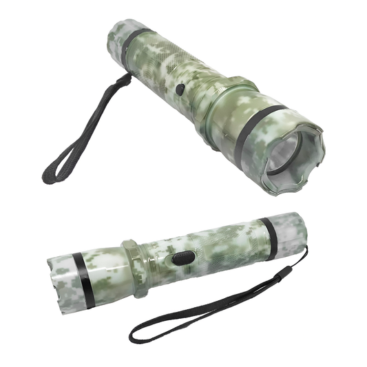 Linterna Táser Camuflaje LED Recargable Militar – Linterna De Defensa Personal Con Alta Potencia Y Cargador Incorporado